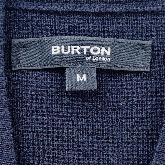 BURTON London Sweater M Full Zip Mock Neck Navy Blue Cardigan Men's - Picture 4 of 8